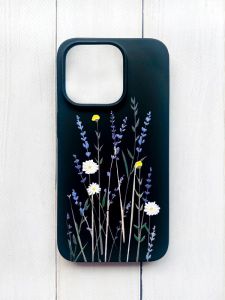 Матовий чохол на iPhone 15 Pro Чорний :: Польові квіти (принт 270)