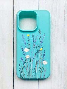 Матовий чохол на iPhone 15 Pro Бірюзовий :: Польові квіти (принт 270)