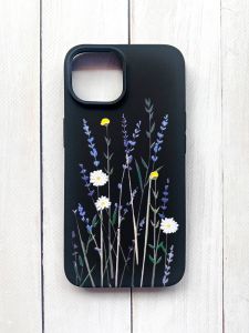 Матовий чохол на iPhone 15 Чорний :: Польові квіти (принт 270)