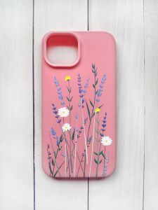 Матовий чохол на iPhone 15 Рожевий :: Польові квіти (принт 270)