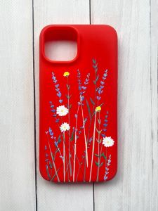 Матовий чохол на iPhone 15 Червоний :: Польові квіти (принт 270)