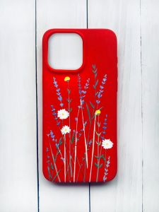 Матовий чохол на iPhone 15 Pro Max Червоний :: Польові квіти (принт 270)