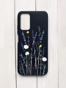 Матовий чохол на Xiaomi Redmi 9T Чорний :: Польові квіти (принт 270)