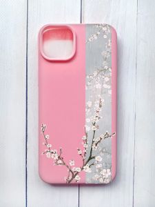 Матовий чохол на iPhone 15 Plus Рожевий :: Квітуча сакура (принт 285)