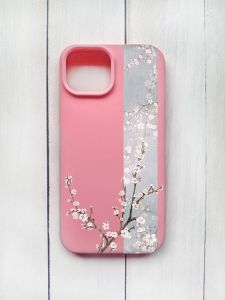 Матовий чохол на iPhone 15 Рожевий :: Квітуча сакура (принт 285)