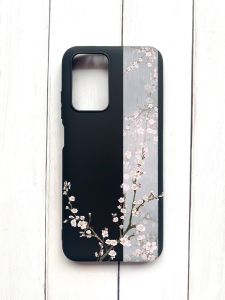 Матовий чохол на Xiaomi Redmi 10 Чорний :: Квітуча сакура (принт 285)