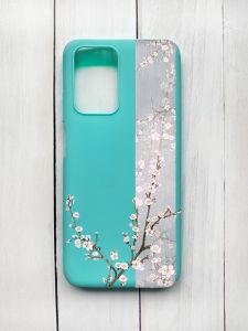 Матовий чохол на Xiaomi Redmi 10 Бірюзовий :: Квітуча сакура (принт 285)
