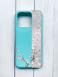 Матовий чохол на Xiaomi Redmi 12C Бірюзовий :: Квітуча сакура (принт 285)