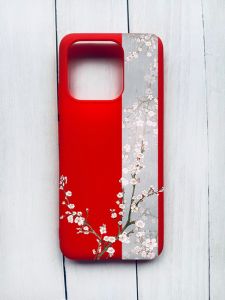 Матовий чохол на Xiaomi Redmi 12C Червоний :: Квітуча сакура (принт 285)