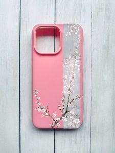 Матовий чохол на iPhone 15 Pro Max Рожевий :: Квітуча сакура (принт 285)