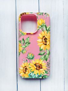 Матовий чохол на iPhone 15 Pro Рожевий :: Соняхи (принт 288)