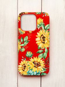 Матовий чохол на iPhone 15 Pro Червоний :: Соняхи (принт 288)