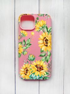 Матовий чохол на iPhone 15 Рожевий :: Соняхи (принт 288)