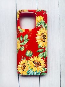 Матовий чохол на Xiaomi Redmi 12C Червоний :: Соняхи (принт 288)