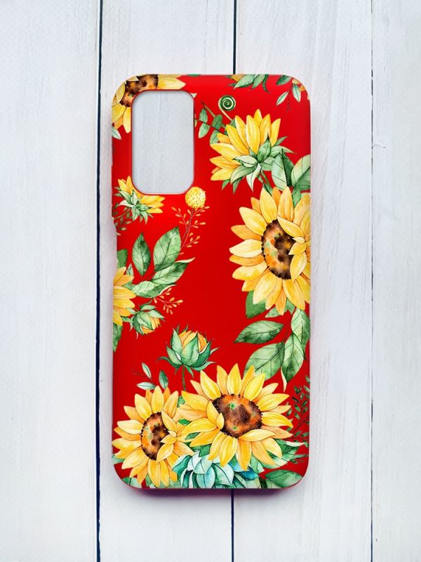 Матовий чохол на Xiaomi Redmi 9T Червоний :: Соняхи (принт 288)