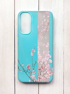 Матовий чохол на Samsung A34 5G Бірюзовий :: Сакура у цвіті (принт 286)