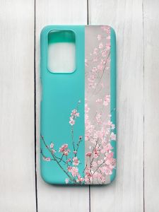 Матовий чохол на Xiaomi Redmi 10 Бірюзовий :: Сакура у цвіті (принт 286)