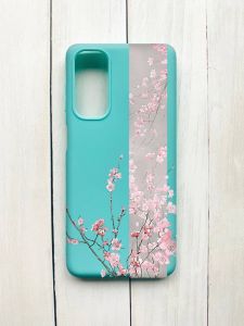 Матовий чохол на Samsung Galaxy M54 Бірюзовий :: Сакура у цвіті (принт 286)