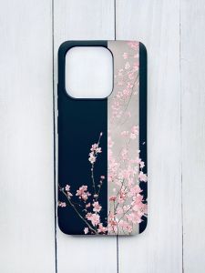 Матовий чохол на Xiaomi Redmi 12C Чорний :: Сакура у цвіті (принт 286)