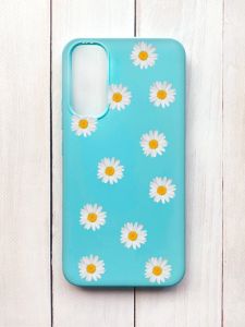 Матовий чохол на Samsung A34 5G Бірюзовий :: Фон ромашки (принт 41)