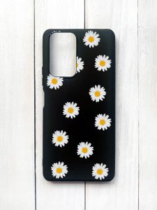 Матовий чохол на Xiaomi Redmi Note 10 Pro/10 Pro Max Чорний :: Фон ромашки (принт 41)