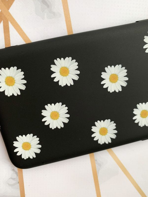 Матовий чохол на iPhone 15 Pro Чорний :: Фон ромашки (принт 41)