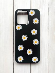 Матовий чохол на Xiaomi Redmi 12 Чорний :: Фон ромашки (принт 41)