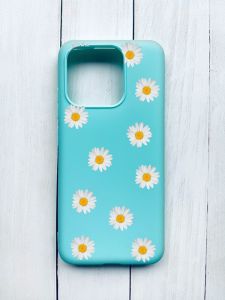 Матовий чохол на Xiaomi Redmi 12C Бірюзовий :: Фон ромашки (принт 41)