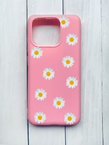 Матовий чохол на Xiaomi Redmi 12C Рожевий :: Фон ромашки (принт 41)