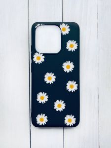 Матовий чохол на Xiaomi Redmi 12C Чорний :: Фон ромашки (принт 41)