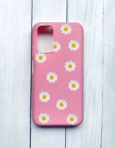Матовий чохол на Xiaomi Redmi 9T Рожевий :: Фон ромашки (принт 41)