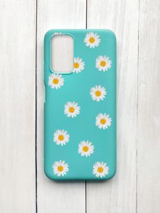 Матовий чохол на Xiaomi Redmi 9T Бірюзовий :: Фон ромашки (принт 41)