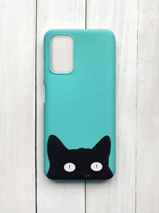Матовий чохол на Xiaomi Redmi 9T Бірюзовий :: Котик (принт 119)