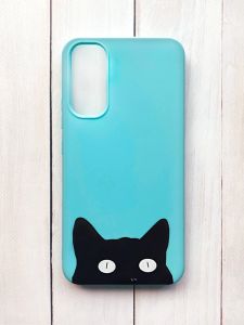 Матовий чохол на Samsung A34 5G Бірюзовий :: Котик (принт 119)