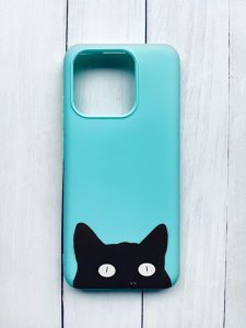 Матовий чохол на Xiaomi Redmi 12C Бірюзовий :: Котик (принт 119)