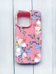 Матовий чохол на iPhone 15 Pro Рожевий :: Квітковий малюнок (принт 272)