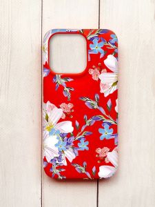 Матовий чохол на iPhone 15 Pro Червоний :: Квітковий малюнок (принт 272)