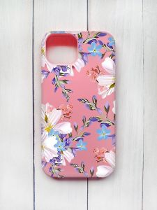 Матовий чохол на iPhone 15 Рожевий :: Квітковий малюнок (принт 272)