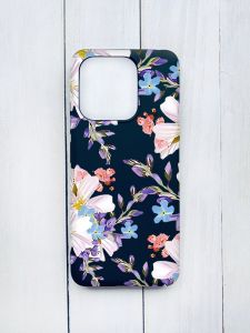 Матовий чохол на Xiaomi Redmi 12C Чорний :: Квітковий малюнок (принт 272)