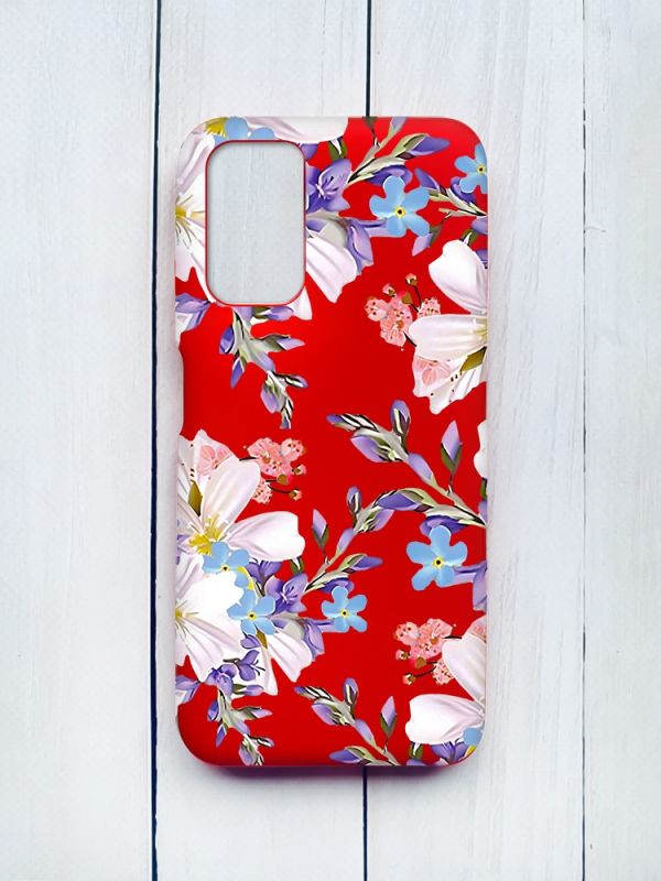 Матовий чохол на Xiaomi Redmi 9T Червоний :: Квітковий малюнок (принт 272)