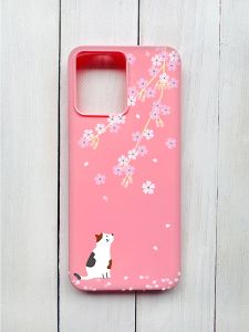 Матовий чохол на Xiaomi Redmi 12 Рожевий :: Котик і сакура (принт 283)