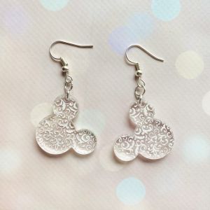 Сережки Мікі Маус з візерунком (на глянцевому акрилі)