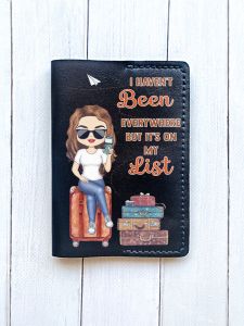 Шкіряна обкладинка на паспорт книжку :: Чорна (принт 003)