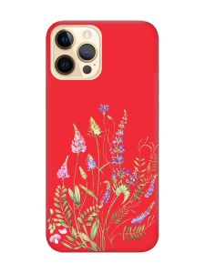 Матовий червоний чохол на Apple iPhone 12 Pro Max :: Квіткова ідилія (принт 382)