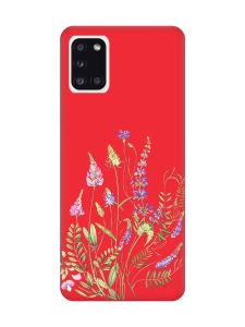 Матовий червоний чохол на Samsung Galaxy A31 :: Квіткова ідилія (принт 382)