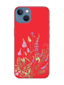 Матовий червоний чохол на Apple iPhone 13 :: Квіткова ідилія (принт 382)