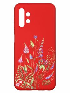 Матовий червоний чохол на Samsung A13 4G :: Квіткова ідилія (принт 382)