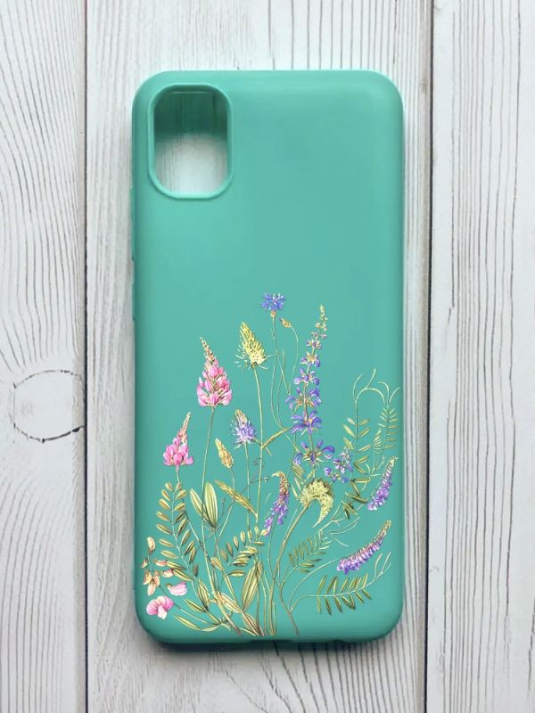 Матовий бірюзовий чохол на Samsung Galaxy A04E / A042 :: Квіткова ідилія (принт 382)