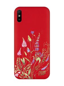 Матовий червоний чохол на Xiaomi Redmi 9A :: Квіткова ідилія (принт 382)