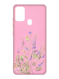 Матовий рожевий чохол на Samsung Galaxy M30s/M21 :: Квіткова ідилія (принт 382)